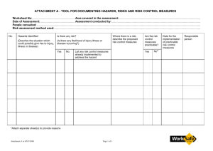 form for documenting hazards, risks and risk control measures
