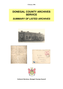 DONEGAL COUNTY ARCHIVES SERVICE