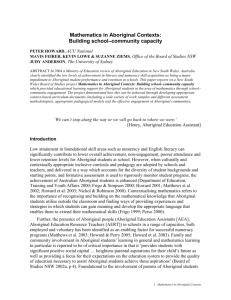 Mathematics in Aboriginal Contexts: Building school–community