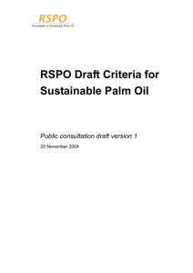 Criteria to define Sustainable Oil Palm