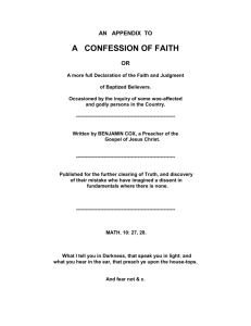 cox`s appendix to a confession of faith