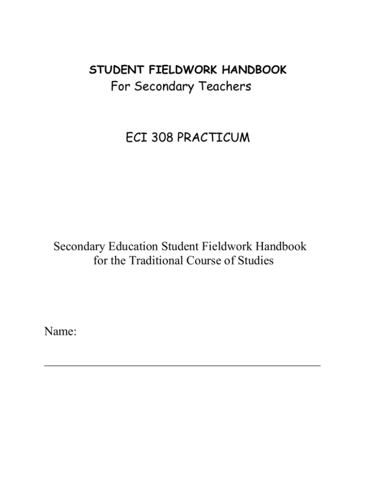 STUDENT FIELDWORK HANDBOOK