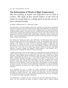 The Deformation of Metals at High Temperatures