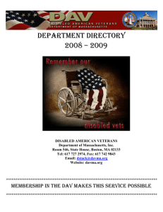 DEPARTMENT DIRECTORY 2008 – 2009 DISABLED AMERICAN