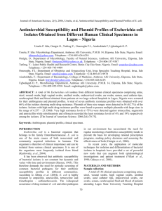 Antimicrobial Susceptibility and Plasmid Profiles of Escherichia coli