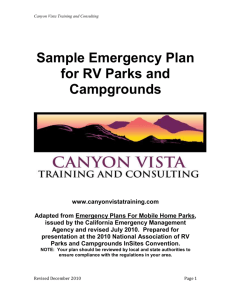 Part I: Emergency Plans for RV Parks and Campgrounds