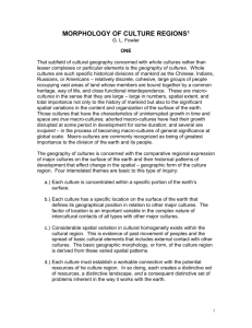 MORPHOLOGY OF CULTURE REGIONS1