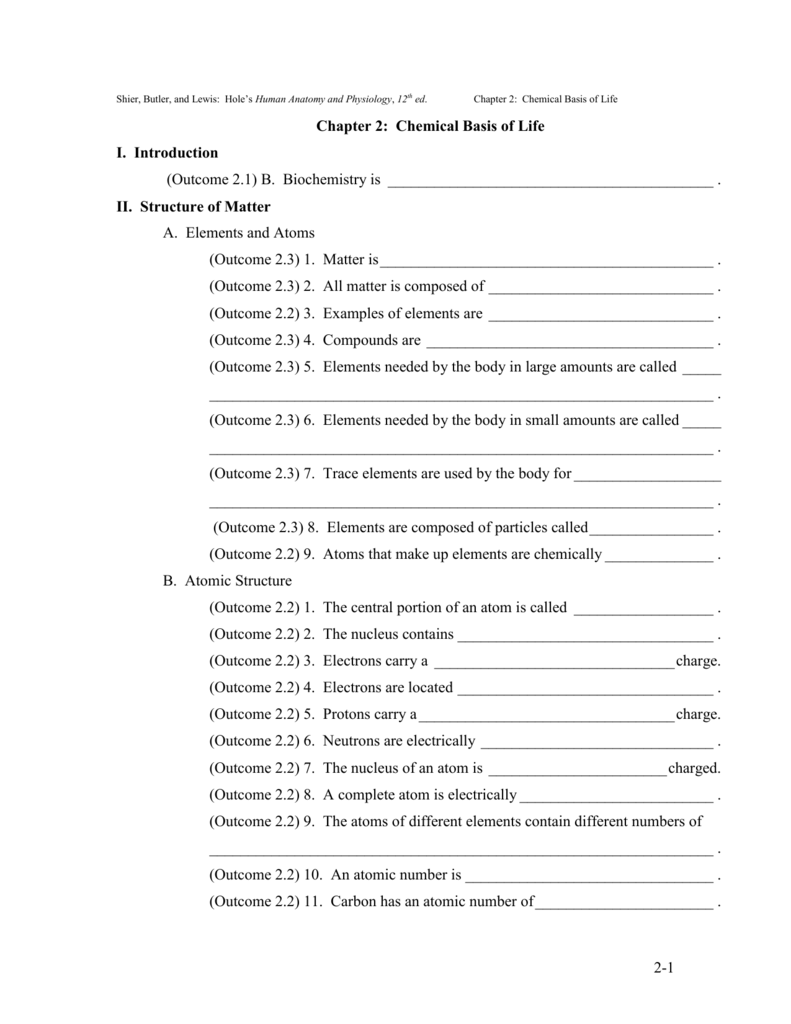 anatomy and physiology chapter 2 worksheet