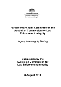 integrity testing - Australian Commission for Law Enforcement Integrity