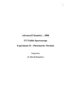 Experiment #3 – Photometric Titration