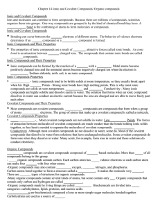 Chapter 14 Ionic and Covalent Compounds/ Organic compounds