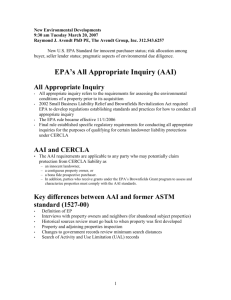 EPA`s All Appropriate Inquiry (AAI)