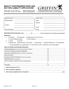 Beauty Shop/Barber Shop and Day Spa Liability Application