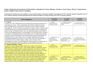 College of Education Instructional Unit Plan Rubric Addendum for