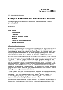 Biological, Biomedical and Environmental Sciences