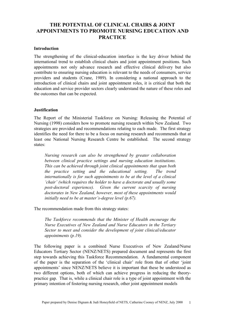 The potential of Joint appointments and Clinical Chairs. NETS