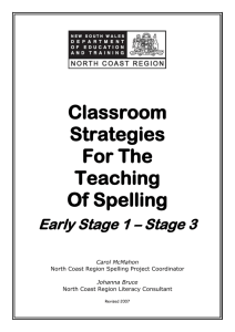Classroom Strategies For The Teaching Of Spelling Early Stage 1