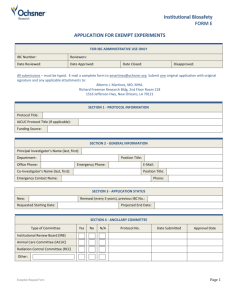 Institutional Biosafety FORM E APPLICATION FOR EXEMPT