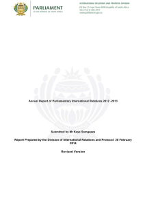 Annual Report of Parliamentary Group on International Relations