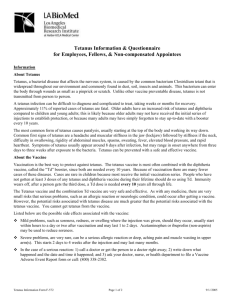 ~continued~ Tetanus Information & Questionnaire for Employees