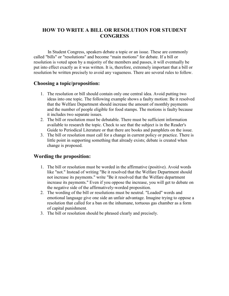 Congress Bill Template Master of Documents