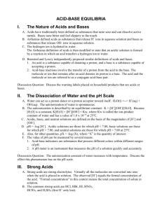 I. The Nature of Acids and Bases