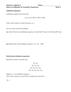 Worksheet: Intro to Arith. & Geo. Sequences