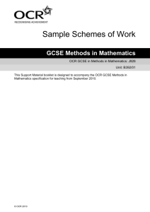 Unit B392/01 – Sample scheme of work booklet