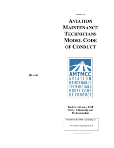 Aircraft Maintenance Technicians Model Code of Conduct