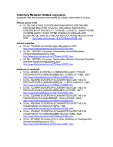 Veterinary Medicine Related Legislation European Acts and Stat