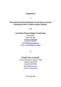 Submission on Sexual Orientation and Gender Identity