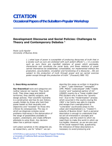 Development Discourse and Social Policies: Challenges to Theory