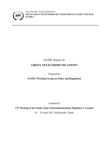 SATRC Report on "Green Telecoommunication" - Asia