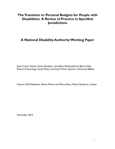 The Transition to Personal Budgets for People with Disabilities: A