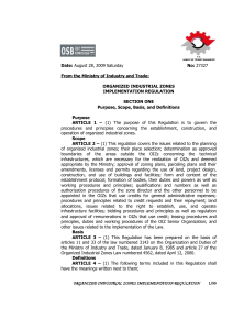 Organized Industrial Zones Implementation Regulation