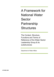 A Framework for National Water Sector Partnership Structures