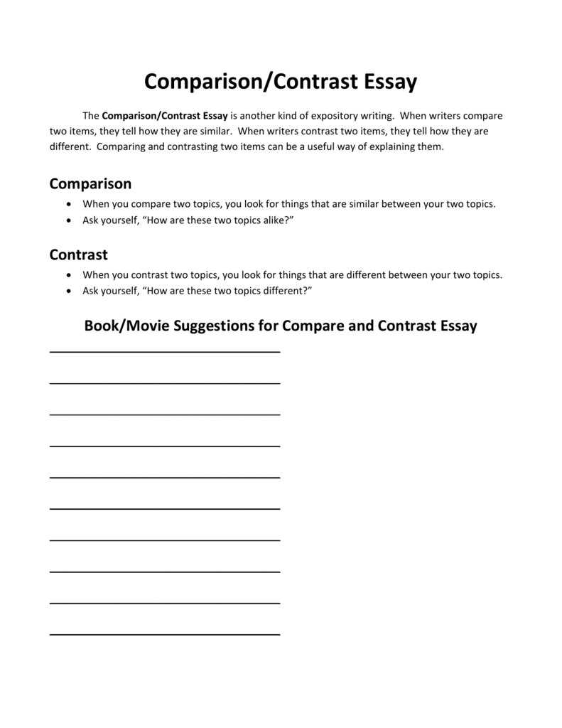 comparison essay questions