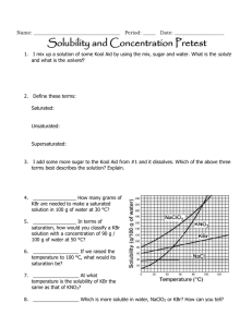 Solubility Pre Test Answer Key