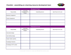 Checklist – assembling an e-learning resource development team