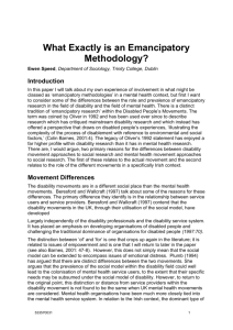MS Word Version What Exactly is an Emancipatory Methodology
