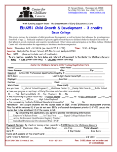 EDU251 Child Growth & Development - 3 credits