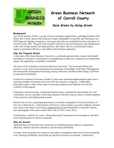 Green Business Network of Carroll County Save Green by Going