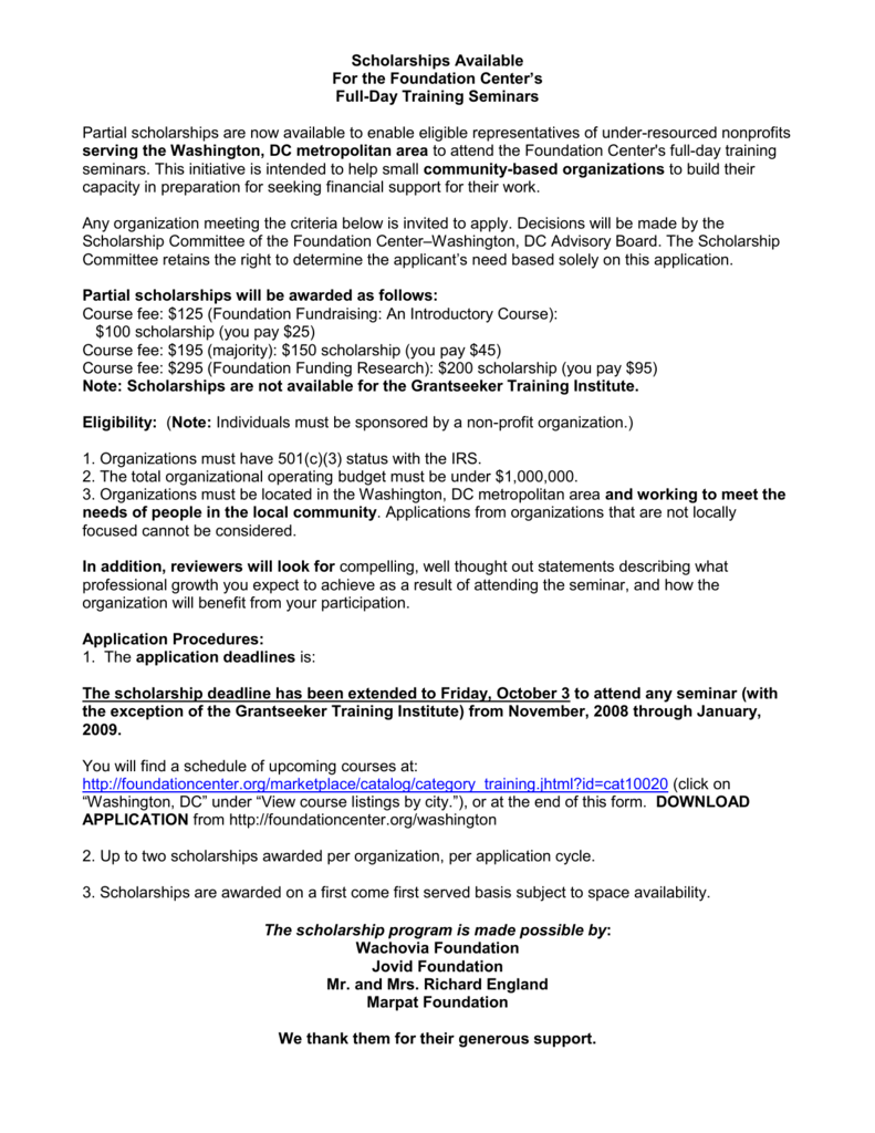 Scholarships Available for