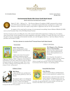 2012 Green Earth Book Award Winners Announced Media Release