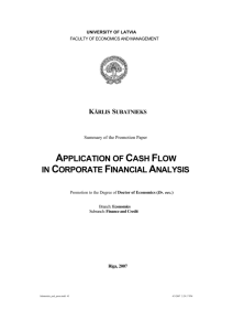 Kārlis Subatnieks. Application of cash flow in corporate financial