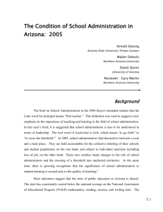 The Condition of School Administration in Arizona: 2005
