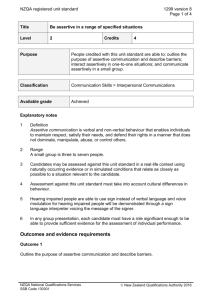 1299 Be assertive in a range of specified situations