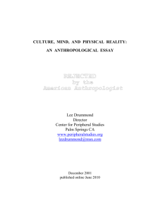 Culture, Mind, and Physical Reality: An Anthropological Essay.