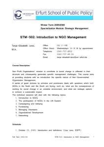 STM-502: Introduction to NGO Management