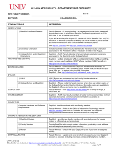 2013-2014 new faculty • department/unit checklist